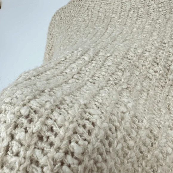 Anthropologie Moth Womens M Boucle Knit Oversized Sweater Cream Wool Boho - Picture 7 of 9